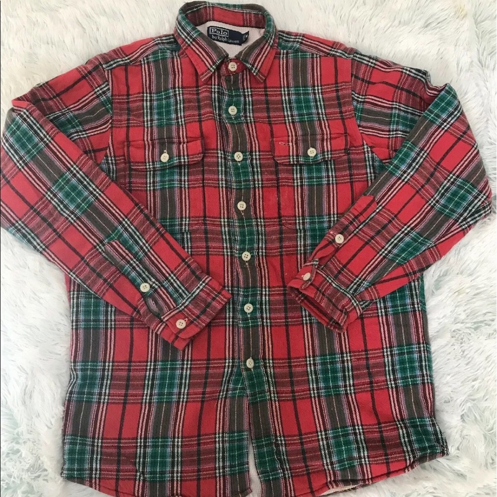 VINTAGE Mens Polo Ralph Lauren Thermal Button Up
